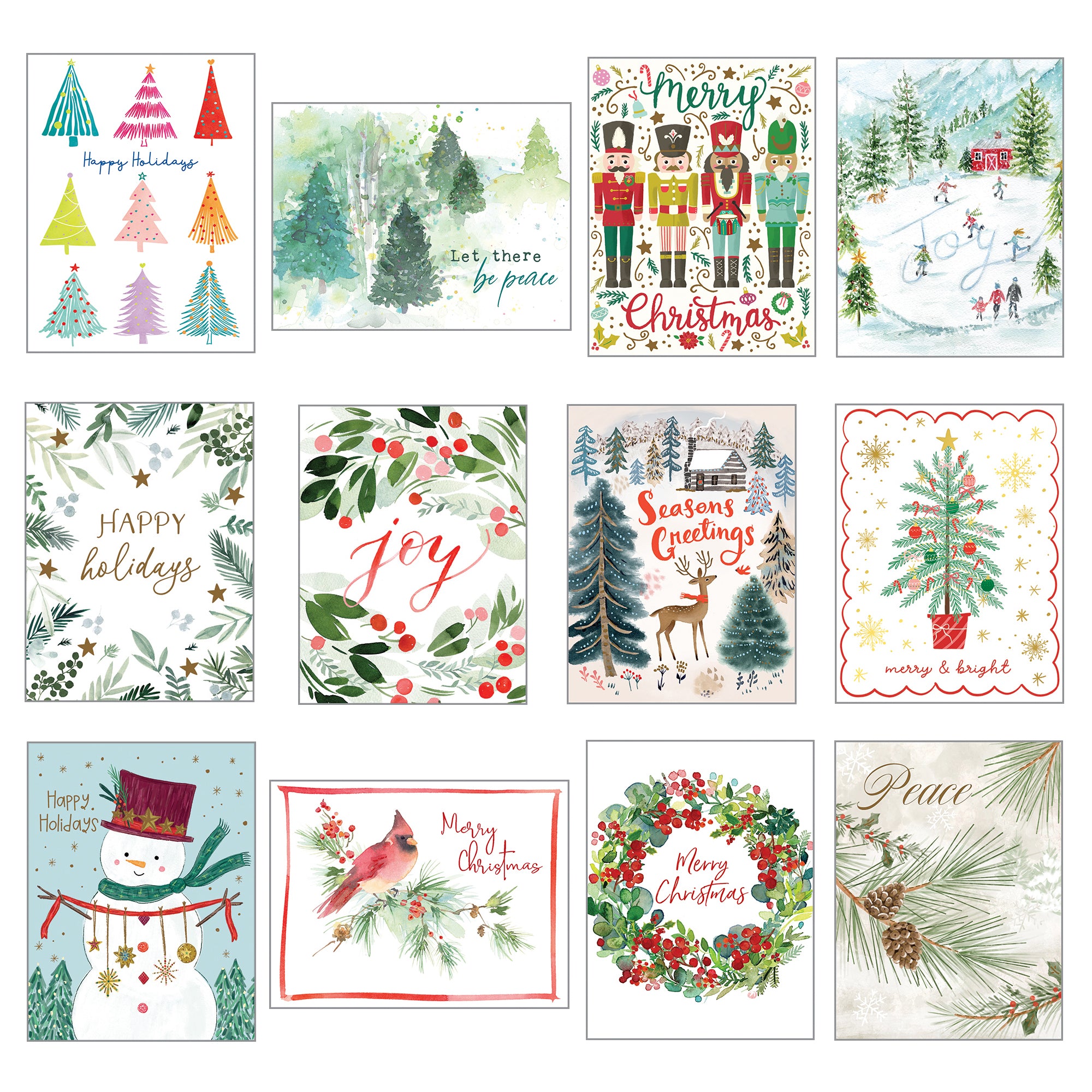 12 Card Greeting Card Collection-Christmas Greeting Cards