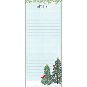 Holiday List Pad- Pines & Cardinals, Gina B Designs