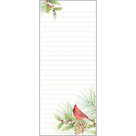Holiday List Pad- Cardinal Bough, Gina B Designs