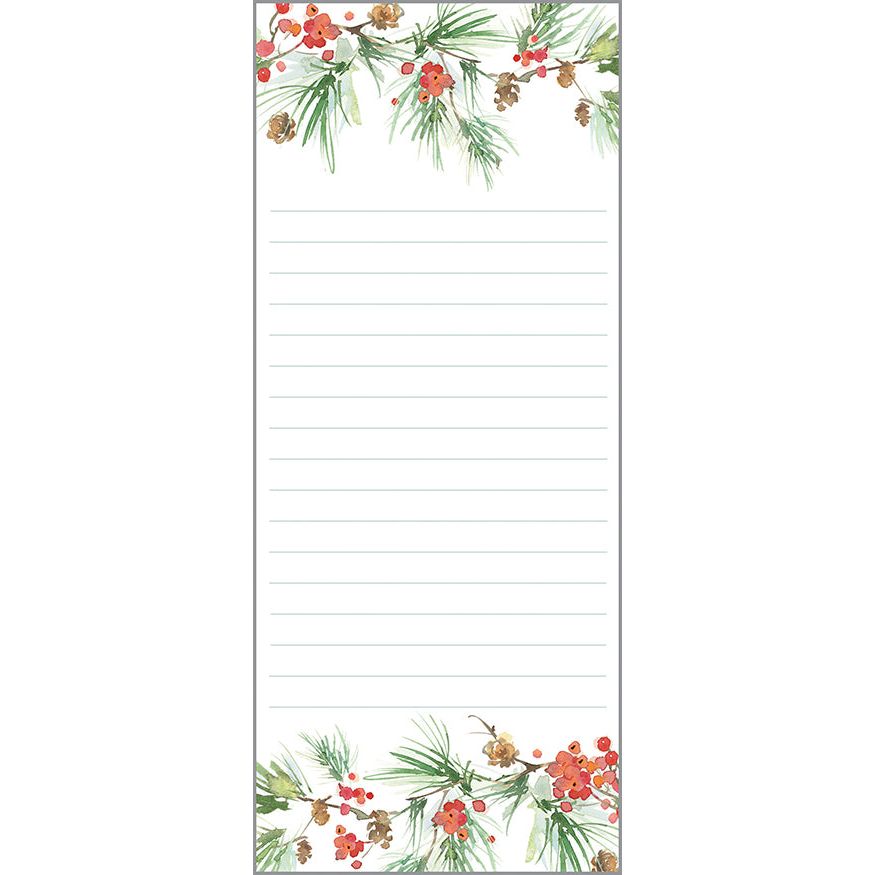 Holiday List Pad- Pine Bough Border, Gina B Designs