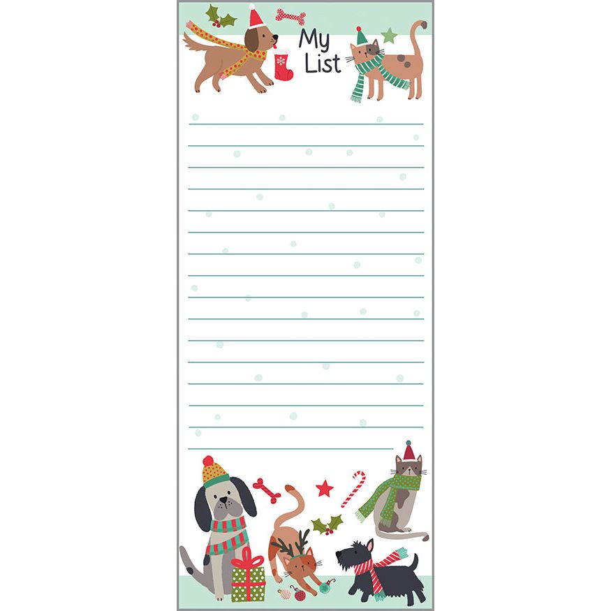 Holiday List Pad- Dogs/Cats in Scarves, Gina B Designs