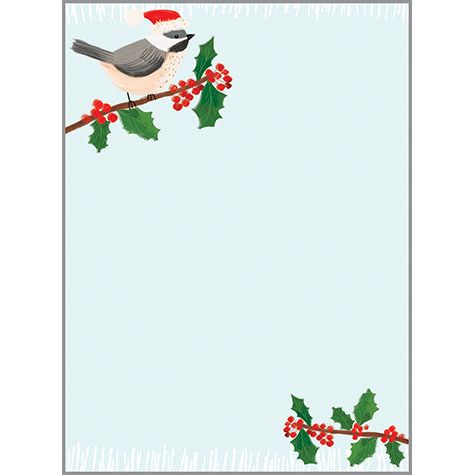 Holiday Memo Pad - Chickadee Santa Hat, Gina B Designs