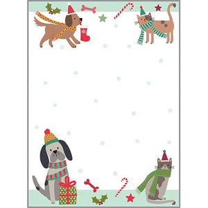 Holiday Memo Pad - Dog/Cat in Scarves, Gina B Designs