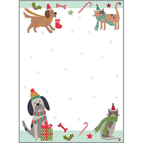Holiday Memo Pad - Dog/Cat in Scarves, Gina B Designs