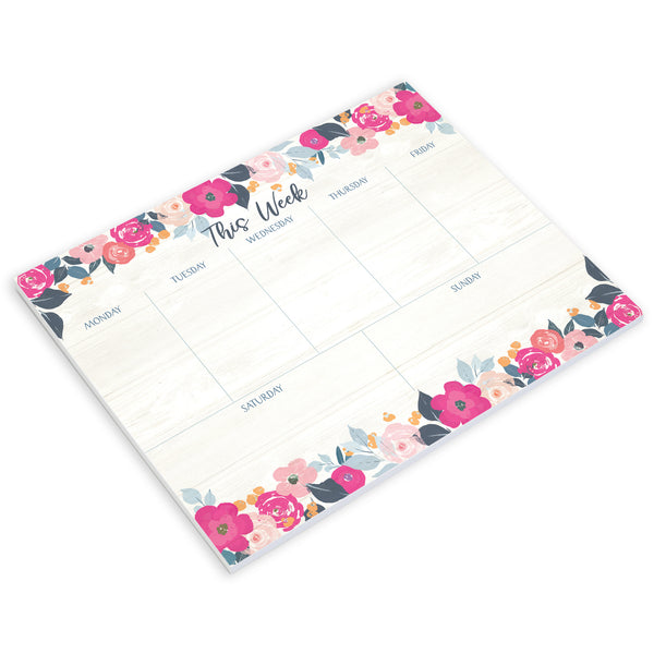 Weekly Planner Pad - Magenta Roses