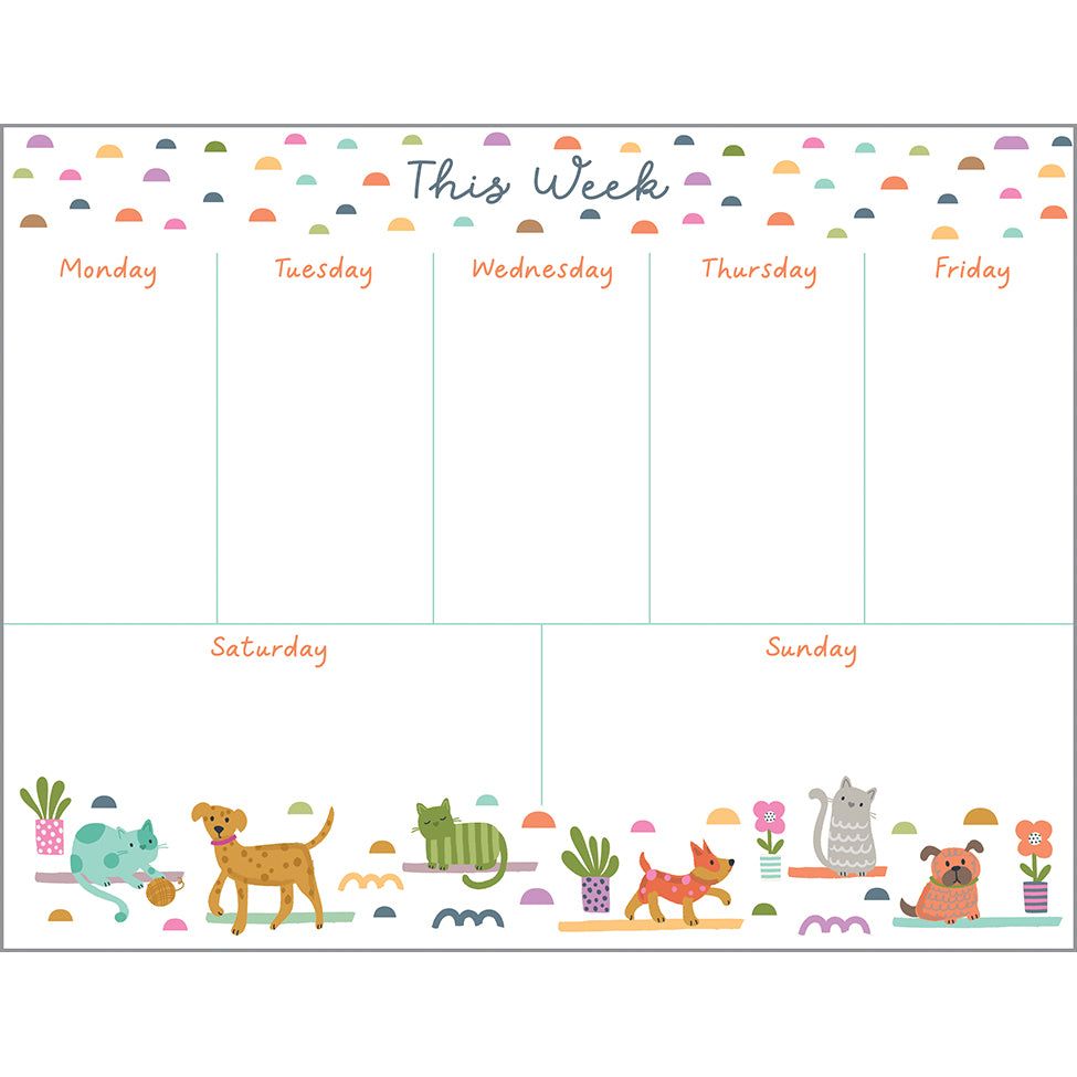 Weekly Planner Pad - Cats and Dogs, Gina B Designs