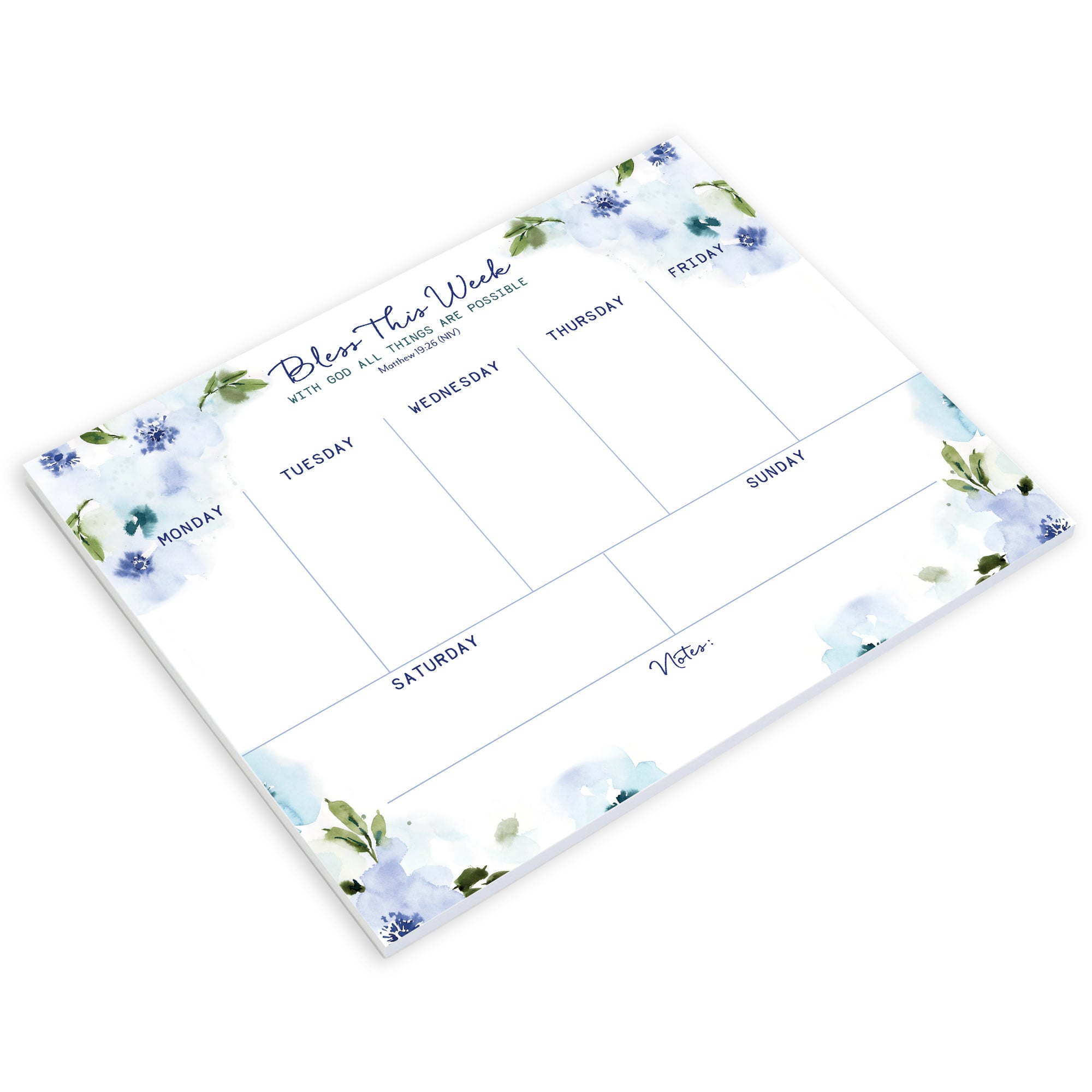 {with scripture} Weekly Planner Pad - Calming Flowers