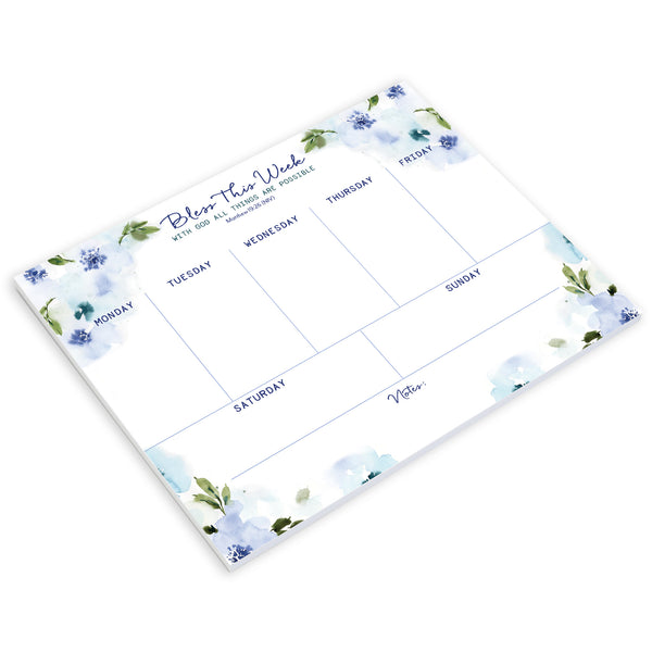 {with scripture} Weekly Planner Pad - Calming Flowers