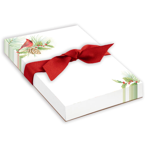 Holiday Chunky Bow Pad - Cardinal Bough