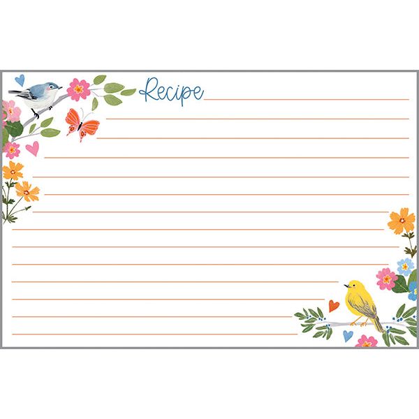 Recipe Cards - Songbirds & Flowers, Gina B Designs