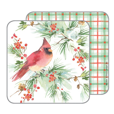 Holiday Coasters- Cardinal Pine and Berries, Gina B Designs