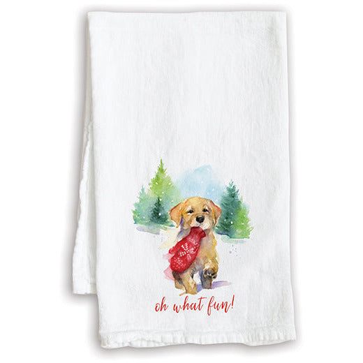 Holiday Tea Towel - Mitten Puppy, Gina B Designs