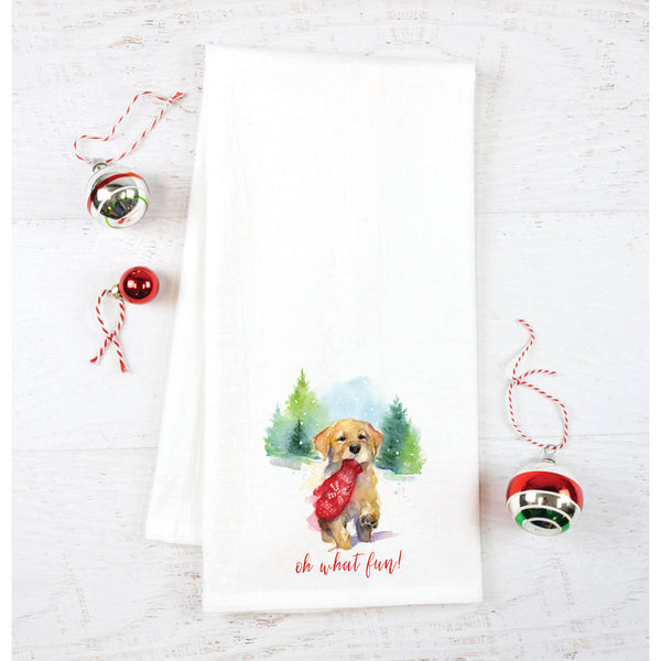 Holiday Tea Towel - Mitten Puppy, Gina B Designs