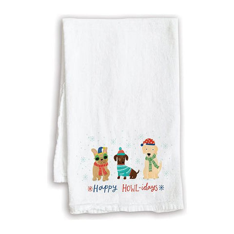 Holiday Tea Towel - 3 Winter Pups