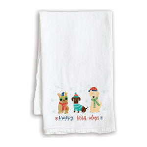 Holiday Tea Towel - 3 Winter Pups, Gina B Designs