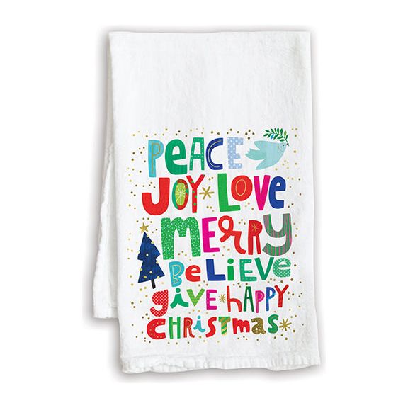 Holiday Tea Towel - Christmas Words, Gina B Designs