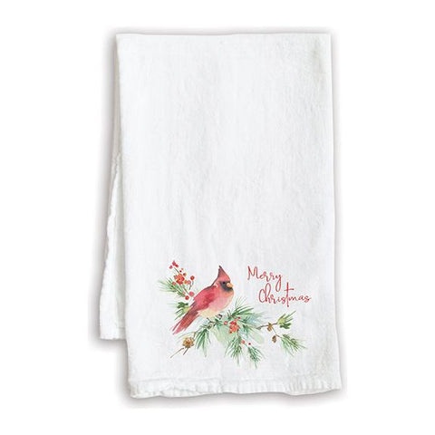 Holiday Tea Towel - Cardinal Pine and Berries, Gina B Designs