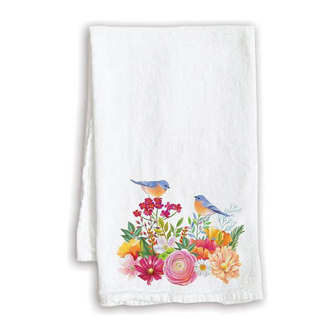 Tea Towel - Bluebirds on Flowers, Gina B Designs