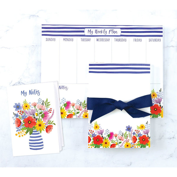 Blue Stripes and Flowers 3-Piece Collection