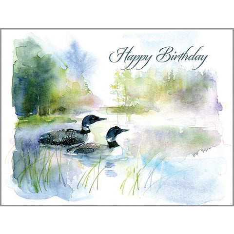 Birthday card - Loons on Lake, Gina B Designs