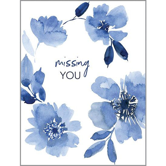Thinking of You Card - Blue Petals Missing You