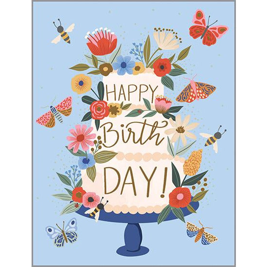 Birthday card - Bloom Wings Cake