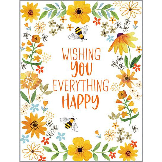 Birthday card - Bees & Flowers
