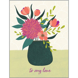 Anniversary card - Vase of Lovely Flowers, Gina B Designs