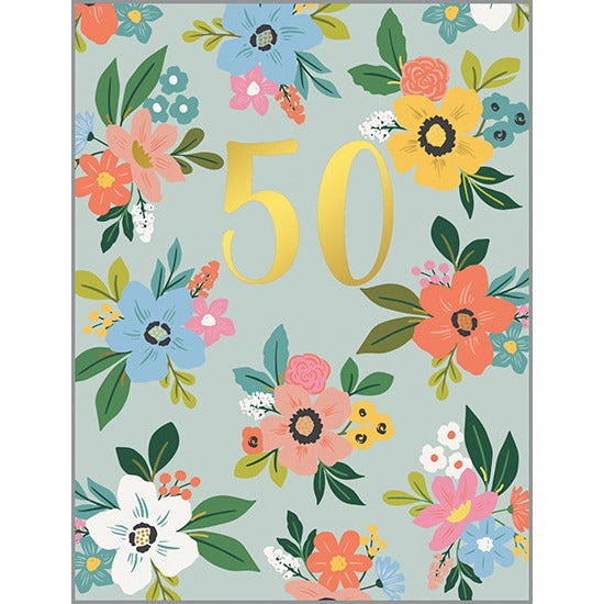 Birthday card - 50th Birthday Botanica, Gina B Designs