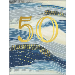 Birthday card - 50th Birthday Waves, Gina B Designs