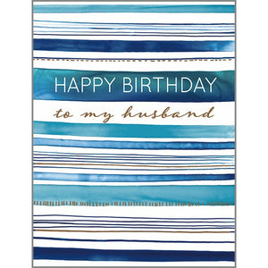 Birthday card - Husband Blue Stripes, Gina B Designs