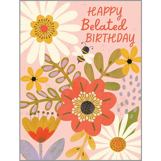 Birthday card - Belated Bee Floral, Gina B Designs
