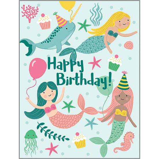 Birthday card - Mermaids and Balloons, Gina B Designs