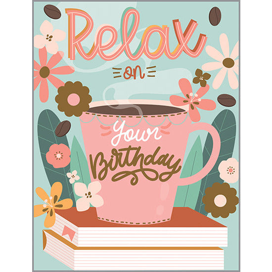 Birthday card - Cup and Books, Gina B Designs