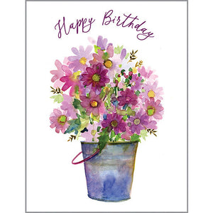 Birthday card - Bucket of Flowers, Gina B Designs