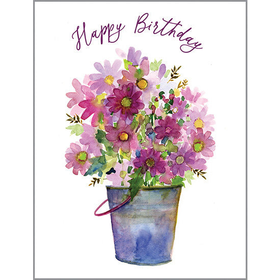 Birthday card - Bucket of Flowers, Gina B Designs
