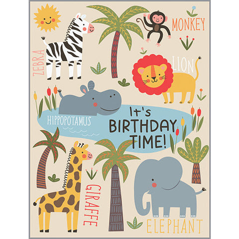 Birthday card - Cute Jungle Animals, Gina B Designs