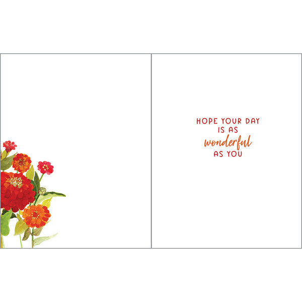 Birthday card - Red Zinnias, Gina B Designs
