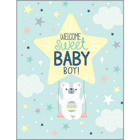 Baby Card - Bear on Swing, Gina B Designs