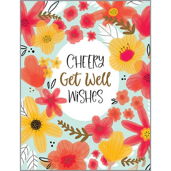 Get Well card - Cheery Flower Border, Gina B Designs
