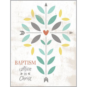 {with scripture} Baptism Card - Vines & Hearts Cross
