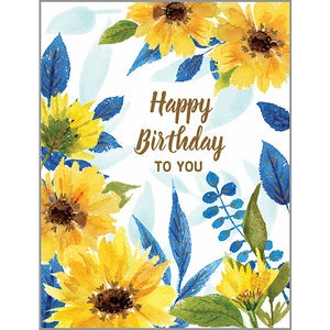 {with scripture} Birthday card - Sunflowers & Blue, Gina B Designs