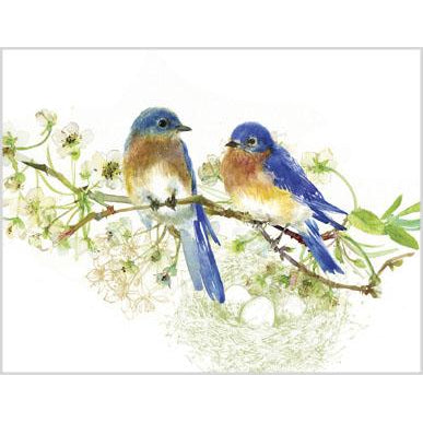 Blank Note Card  - Blue Birds