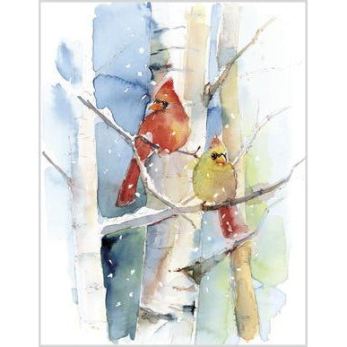 Blank Note Card  - Cardinal Pair/Birch