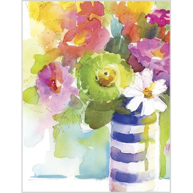 Blank Note Card  - Striped Flower Vase