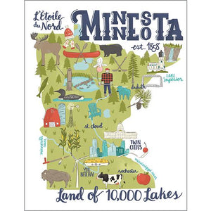 State of Minnesota greeting card, state of MN note card, state pride