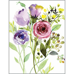 Blank Note Card  - Purple Roses/Berries, Gina B Designs