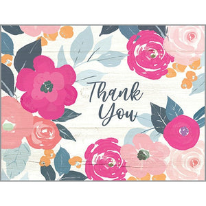 Blank Note Card  - Magenta Roses, Gina B Designs