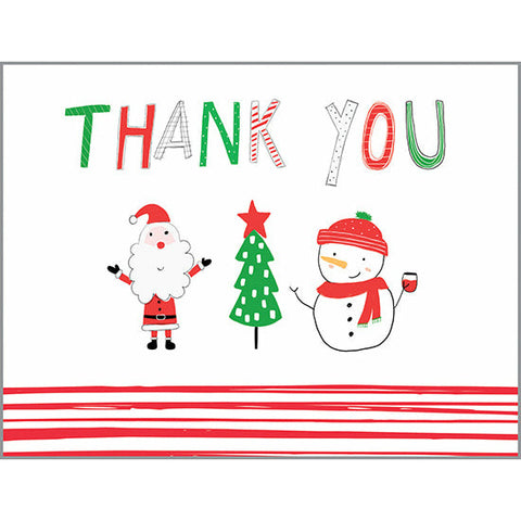 Blank Thank You Note Card  - Christmas Cheer, Gina B Designs