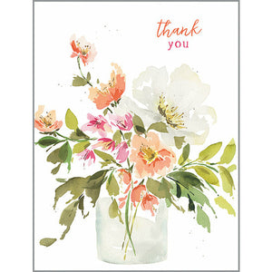 Blank Thank You Note Card  - Peach Bouquet, Gina B Designs